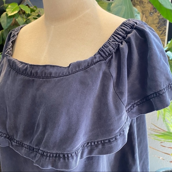 Free People chambray off the shoulder crop top - Picture 10 of 13